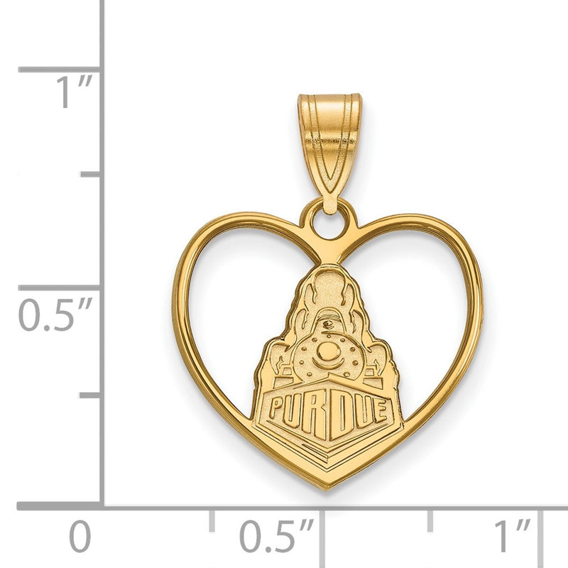 Gold Plated Sterling Silver Logoart Purdue University Boilermakers Train Logo Heart Pendant