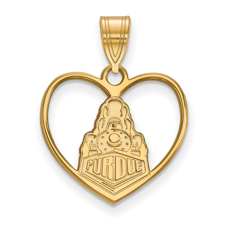 Gold Plated Sterling Silver Logoart Purdue University Boilermakers Train Logo Heart Pendant