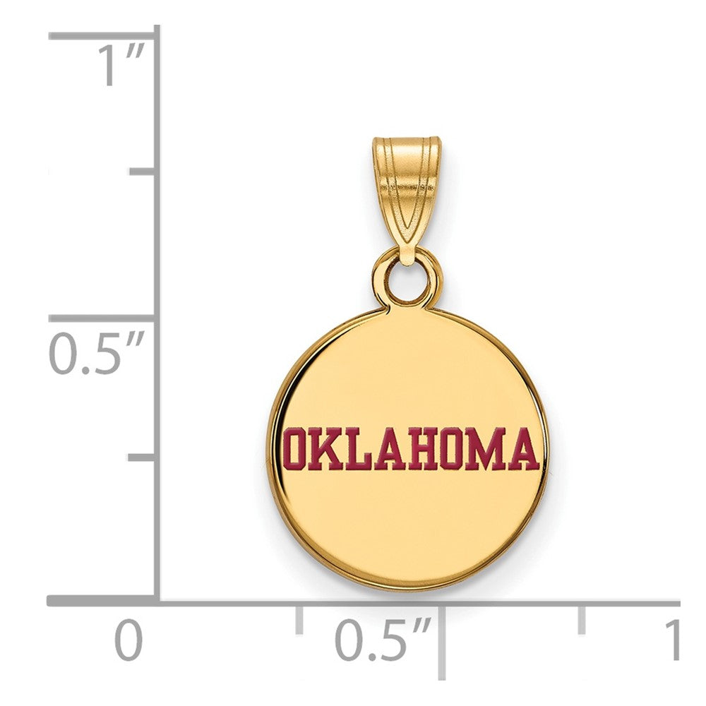 Gold Plated Sterling Silver Logoart University Of Oklahoma Small Enameled Disc Pendant