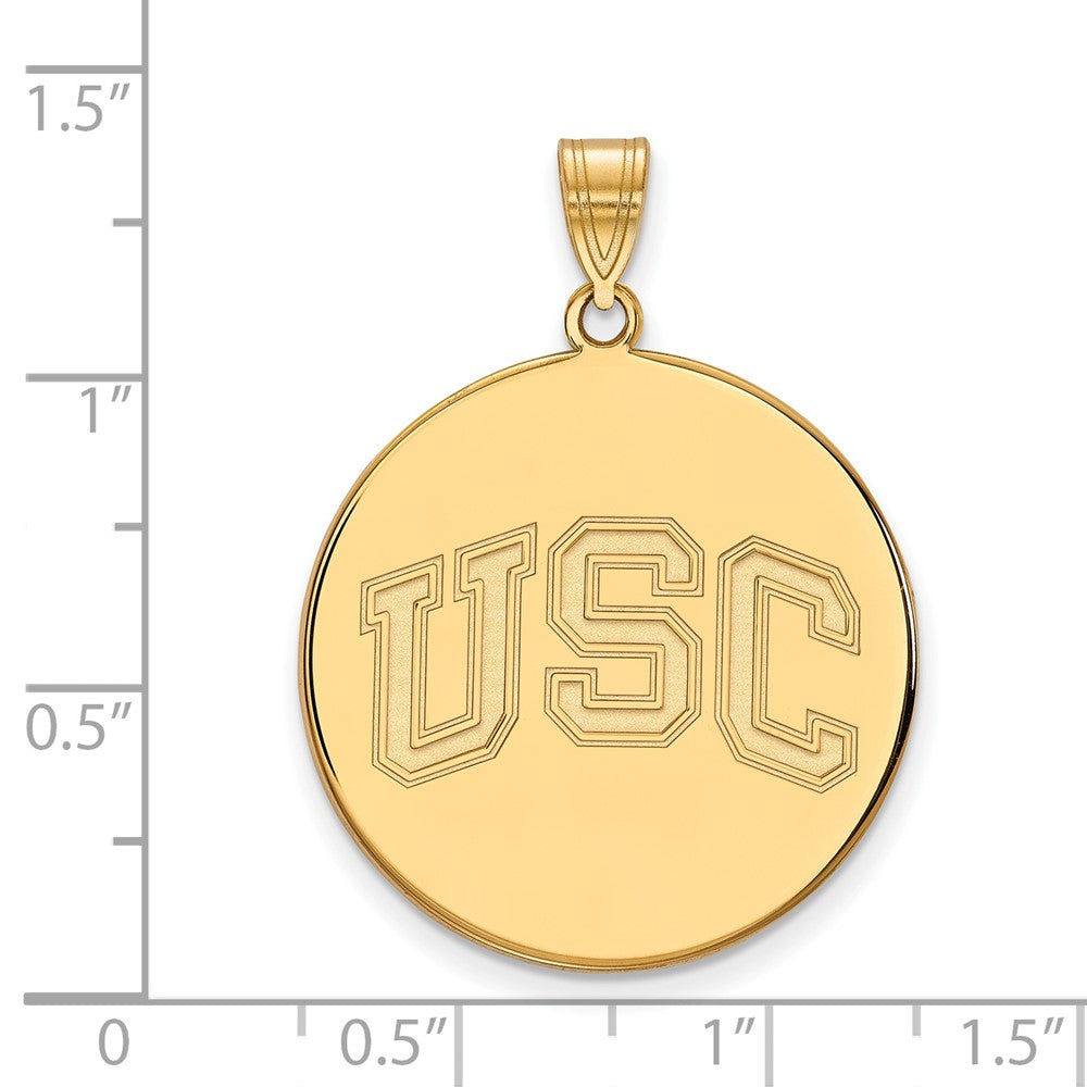 14K Yellow Gold University Of Southern California U S C Extra Large Disc Pendant