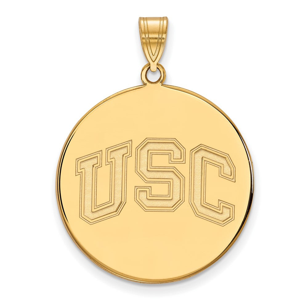 14K Yellow Gold University Of Southern California U S C Extra Large Disc Pendant