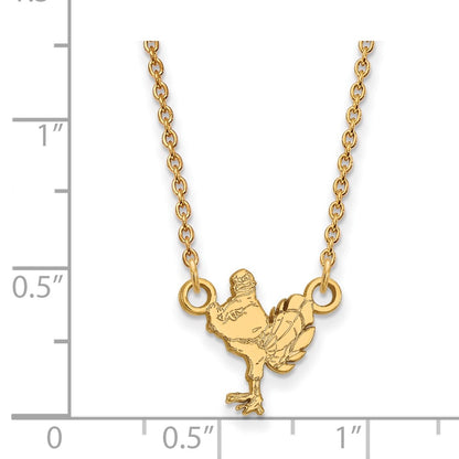 Gold Plated Sterling Silver Logoart Virginia Tech Hokiebird Small Pendant 18 Inch Necklace