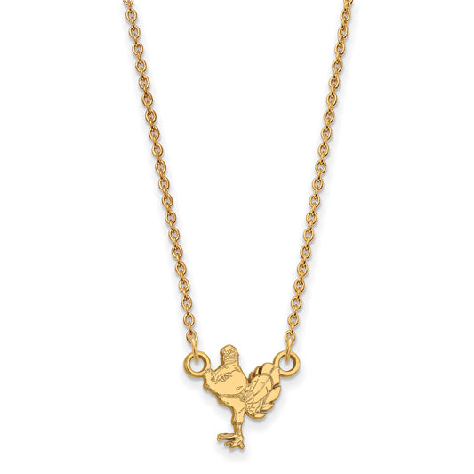 10K Yellow Gold Logoart Virginia Tech Hokiebird Small Pendant 18 Inch Necklace