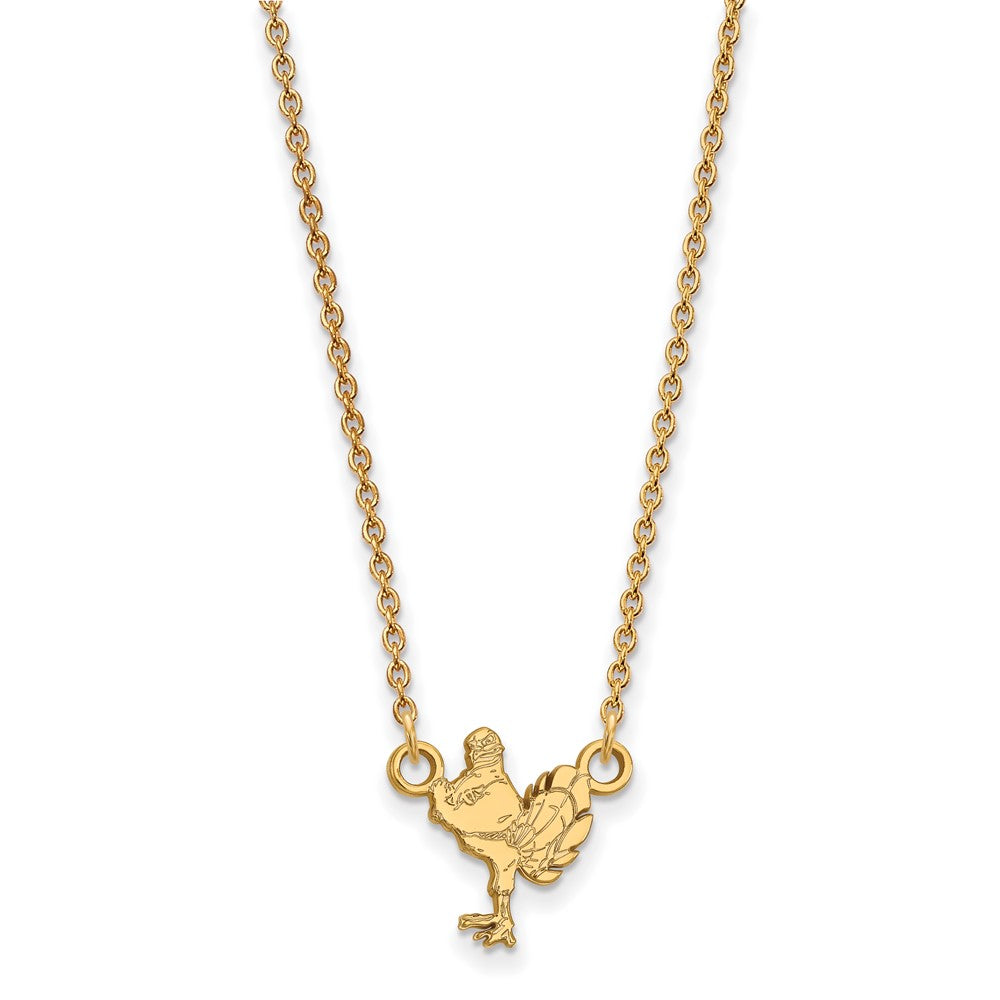 Gold Plated Sterling Silver Logoart Virginia Tech Hokiebird Small Pendant 18 Inch Necklace