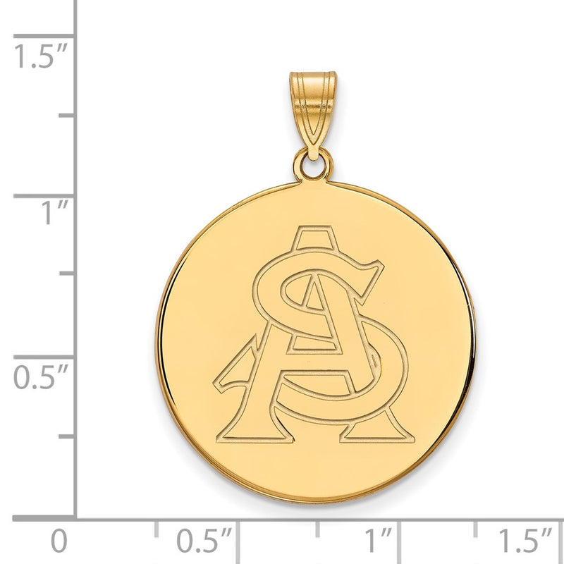Gold Plated Sterling Silver Logoart Arizona State University A S Extra Large Disc Pendant