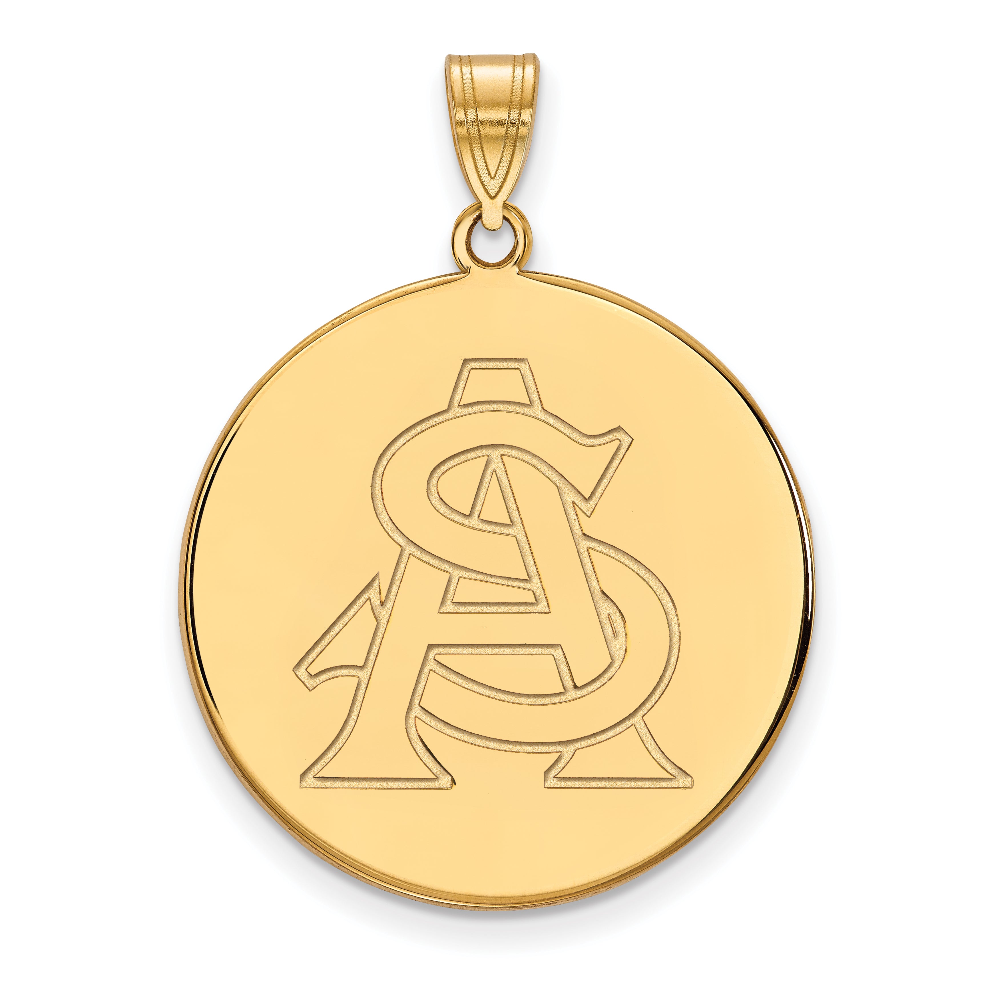 10K Yellow Gold Logoart Arizona State University A S Extra Large Disc Pendant