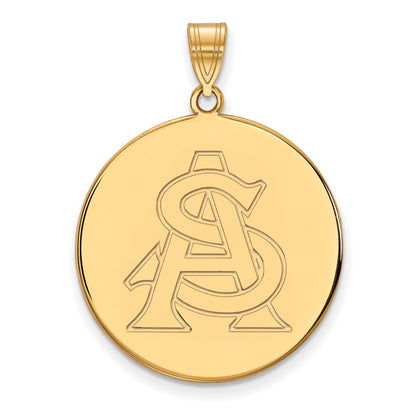 10K Yellow Gold Logoart Arizona State University A S Extra Large Disc Pendant