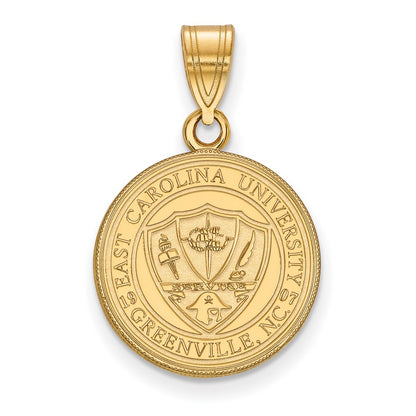Gold Plated Sterling Silver Logoart East Carolina University Medium Crest Pendant