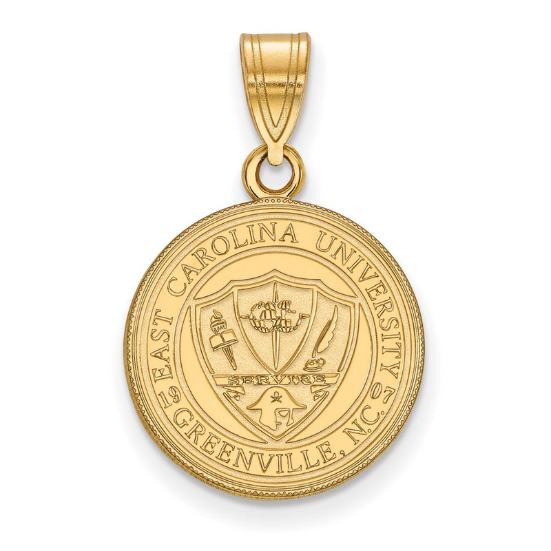 Gold Plated Sterling Silver Logoart East Carolina University Medium Crest Pendant