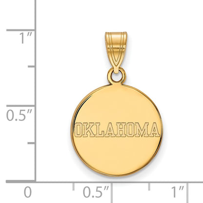14K Yellow Gold Logoart University Of Oklahoma Medium Disc Pendant