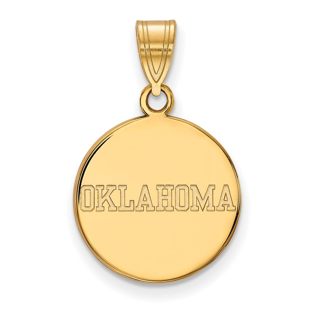 14K Yellow Gold Logoart University Of Oklahoma Medium Disc Pendant