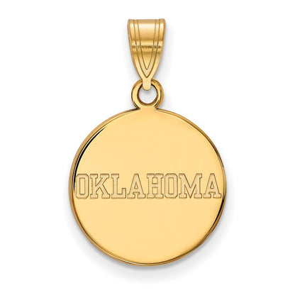 14K Yellow Gold Logoart University Of Oklahoma Medium Disc Pendant