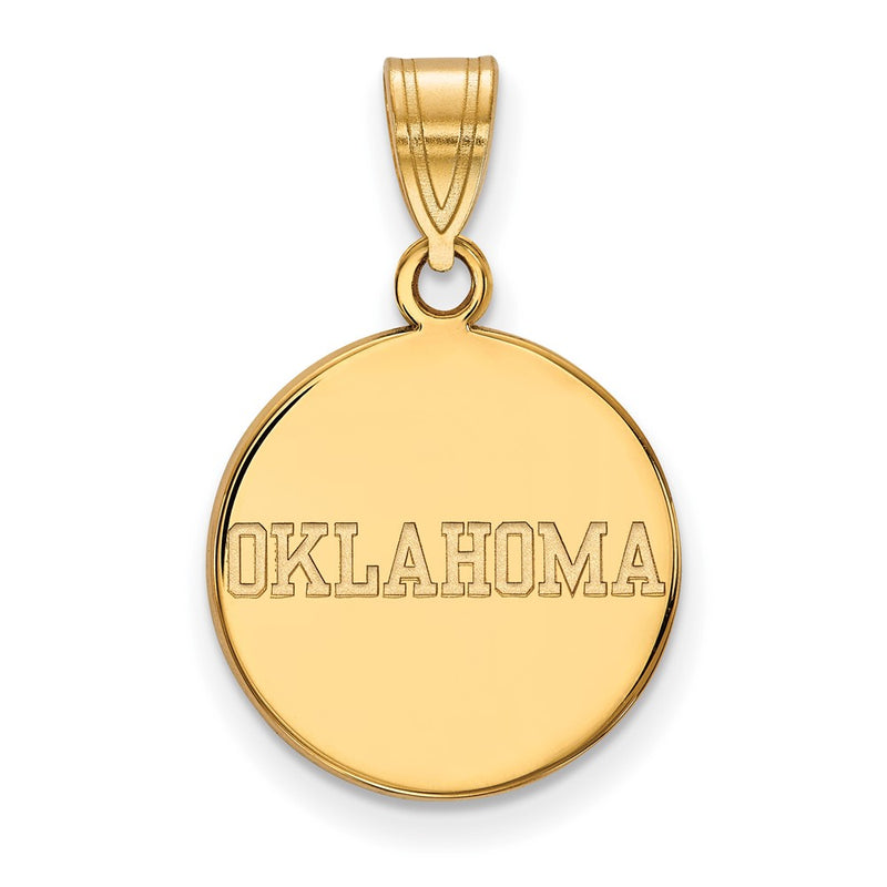 14K Yellow Gold Logoart University Of Oklahoma Medium Disc Pendant