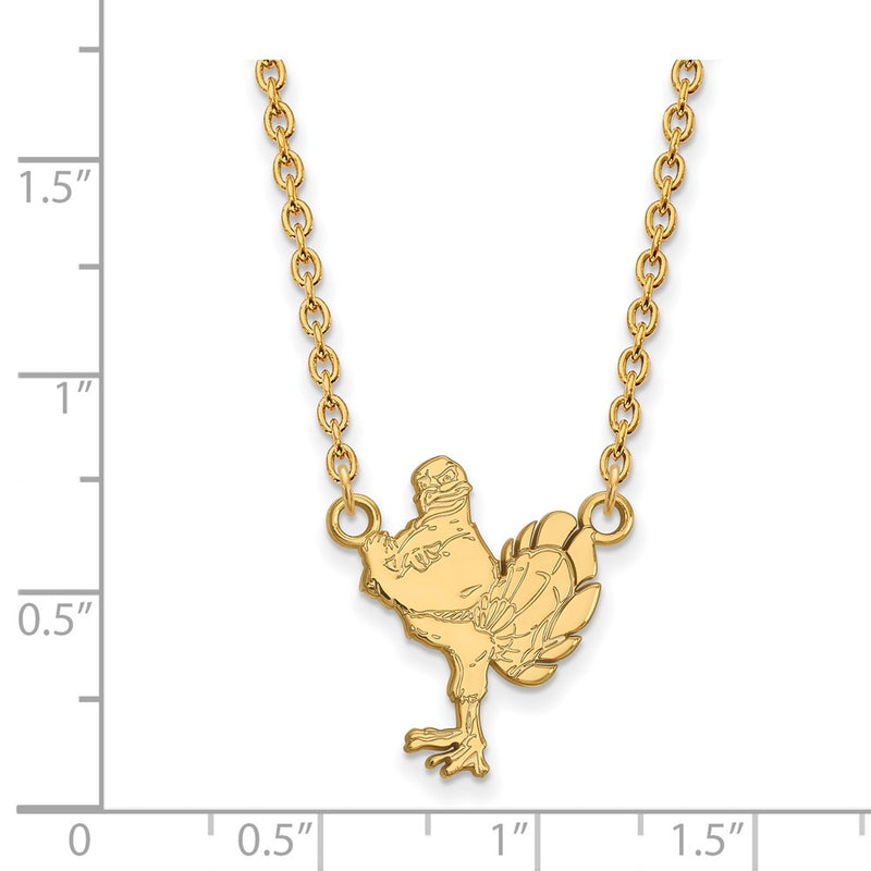 14K Yellow Gold Logoart Virginia Tech Hokiebird Large Pendant 18 Inch Necklace