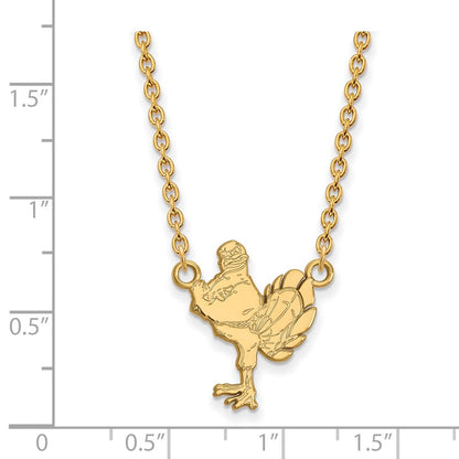 Gold Plated Sterling Silver Logoart Virginia Tech Hokiebird Large Pendant 18 Inch Necklace