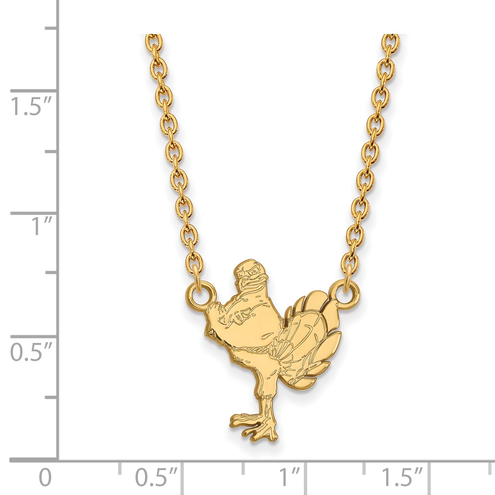 10K Yellow Gold Logoart Virginia Tech Hokiebird Large Pendant 18 Inch Necklace