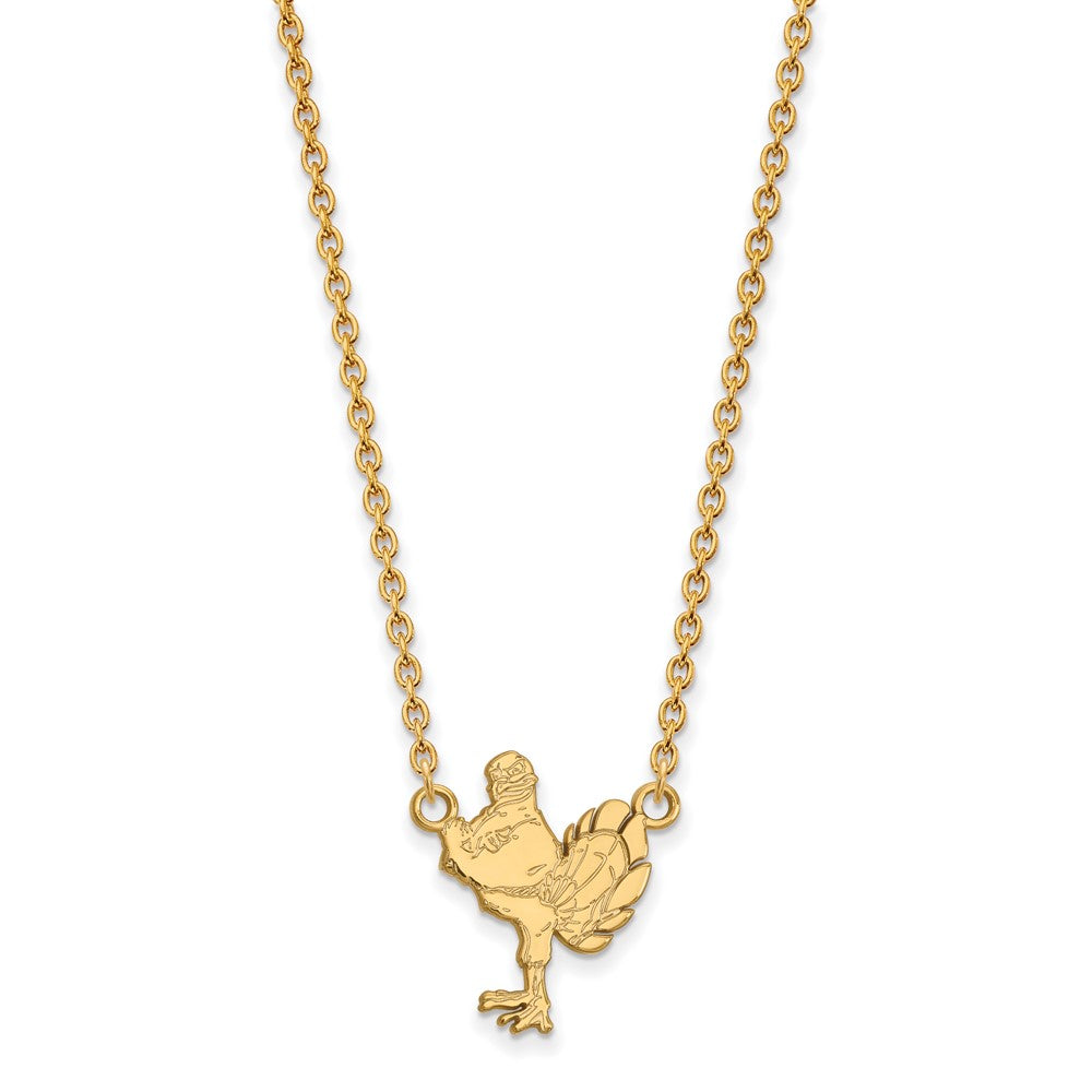 Gold Plated Sterling Silver Logoart Virginia Tech Hokiebird Large Pendant 18 Inch Necklace