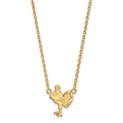 Gold Plated Sterling Silver Logoart Virginia Tech Hokiebird Large Pendant 18 Inch Necklace