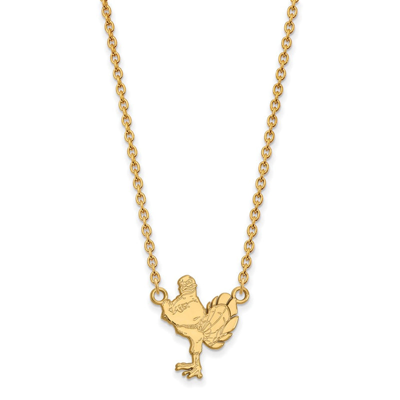 Gold Plated Sterling Silver Logoart Virginia Tech Hokiebird Large Pendant 18 Inch Necklace