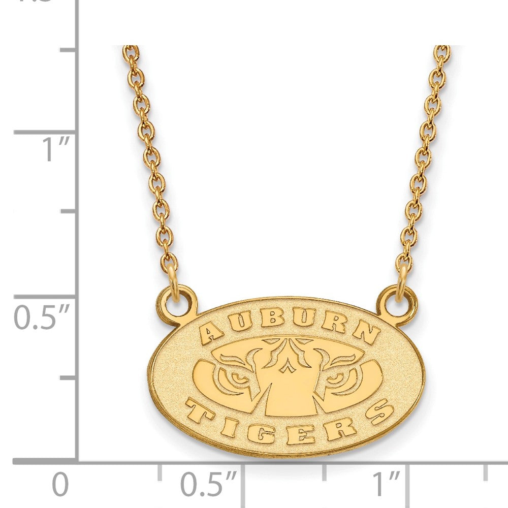 Gold Plated Sterling Silver Logoart Auburn Tigers Small Pendant 18 Inch Necklace