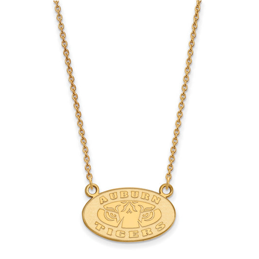 10K Yellow Gold Logoart Auburn Tigers Small Pendant 18 Inch Necklace