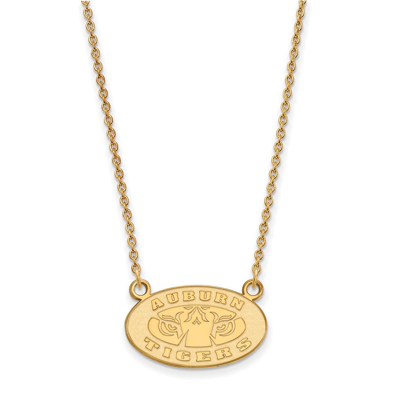 Gold Plated Sterling Silver Logoart Auburn Tigers Small Pendant 18 Inch Necklace