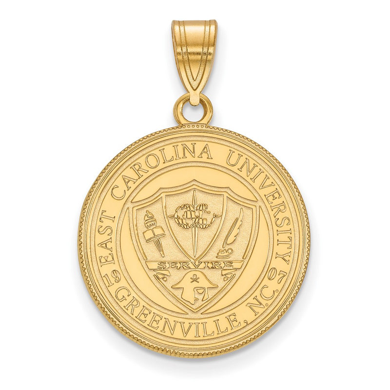 Gold Plated Sterling Silver Logoart East Carolina University Large Crest Pendant