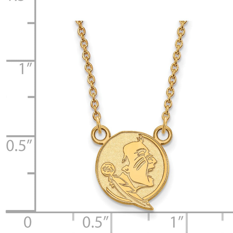 Gold Plated Sterling Silver Logoart Florida State University Seminole Small Pendant 18 Inch Necklace