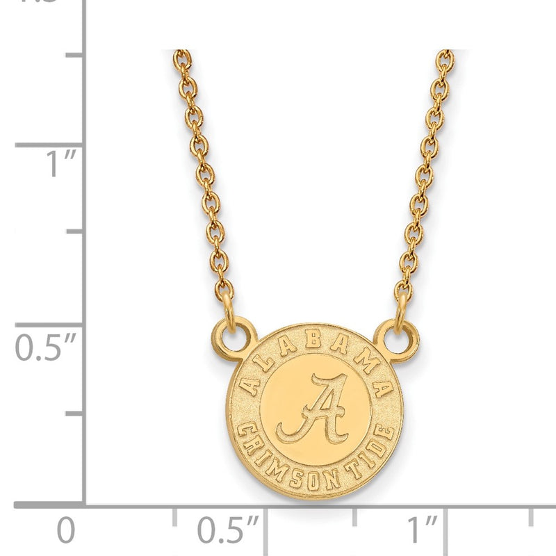Gold Plated Sterling Silver Logoart University Of Alabama Crimson Tide Small Pendant 18 Inch Necklace