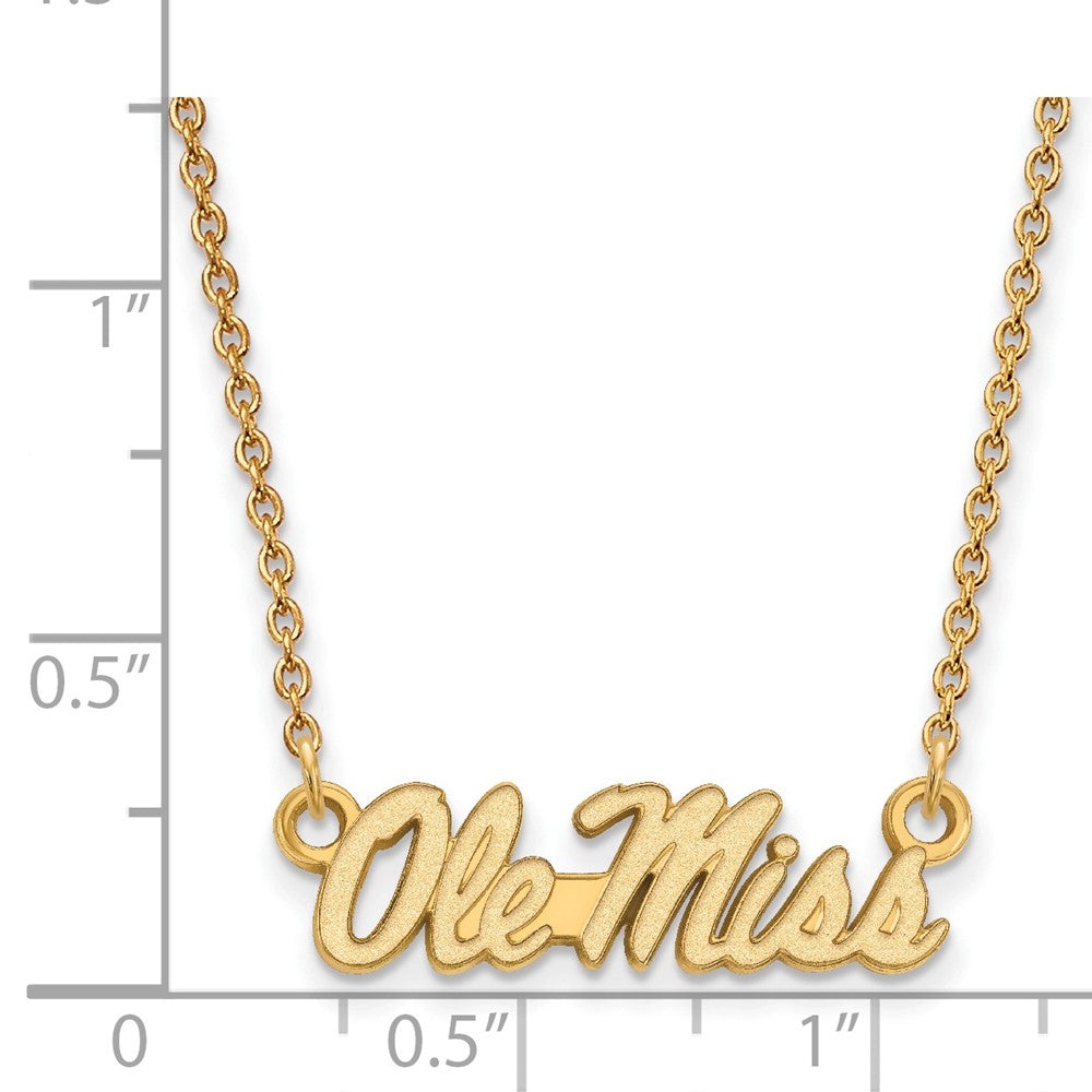 Gold Plated Sterling Silver Logoart University Of Mississippi Ole Miss Small Pendant 18 Inch Necklace
