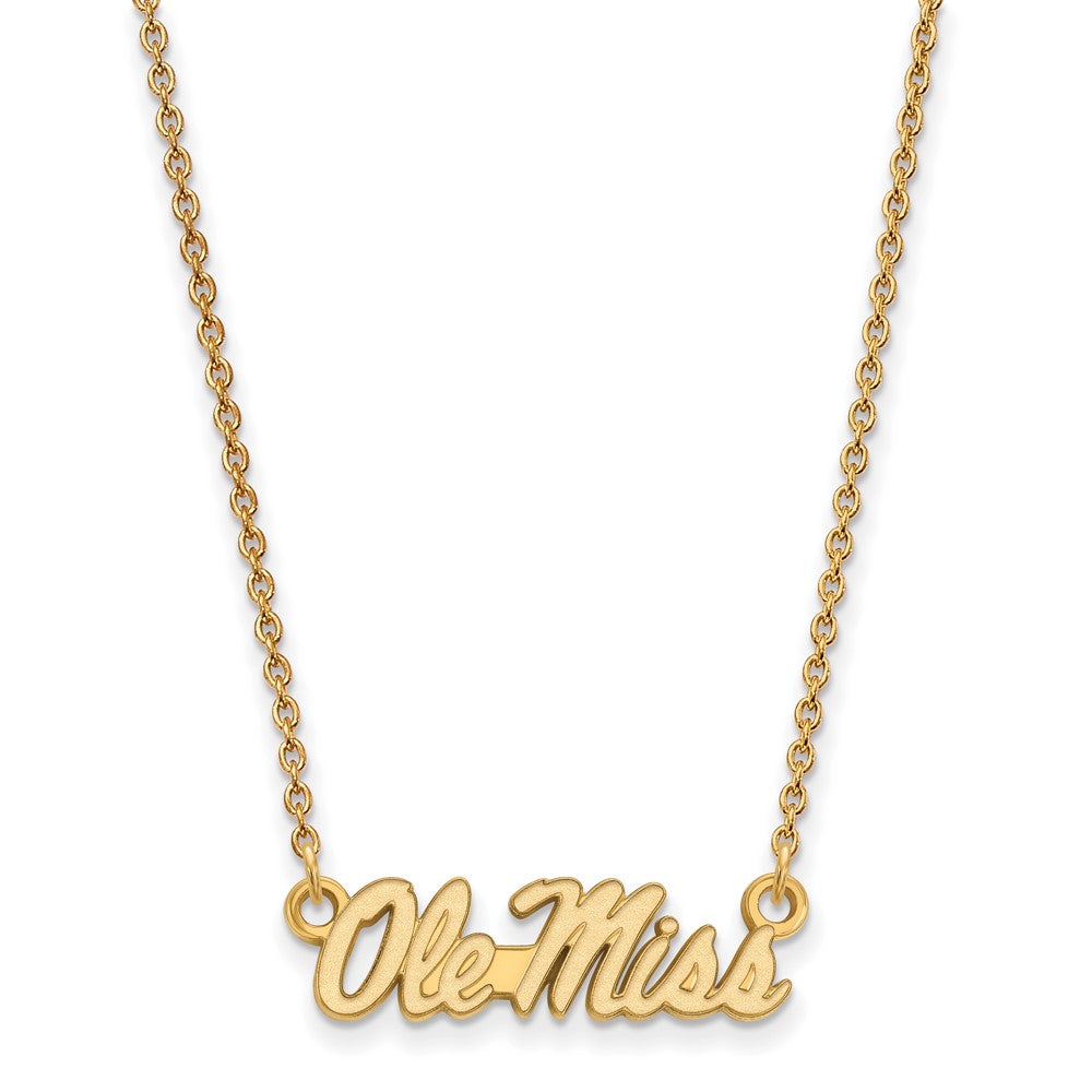 Gold Plated Sterling Silver Logoart University Of Mississippi Ole Miss Small Pendant 18 Inch Necklace