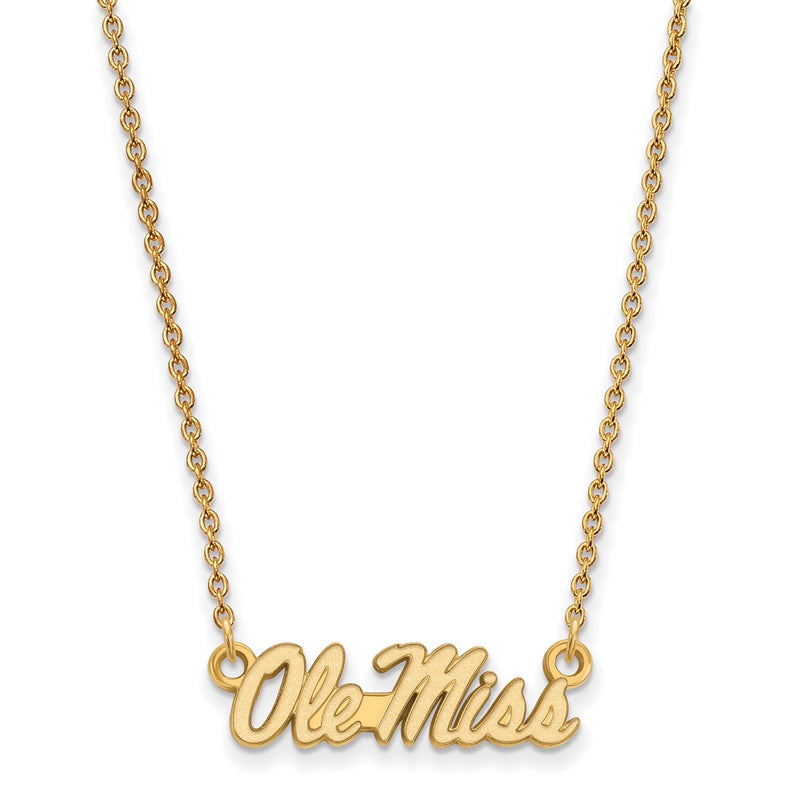 Gold Plated Sterling Silver Logoart University Of Mississippi Ole Miss Small Pendant 18 Inch Necklace