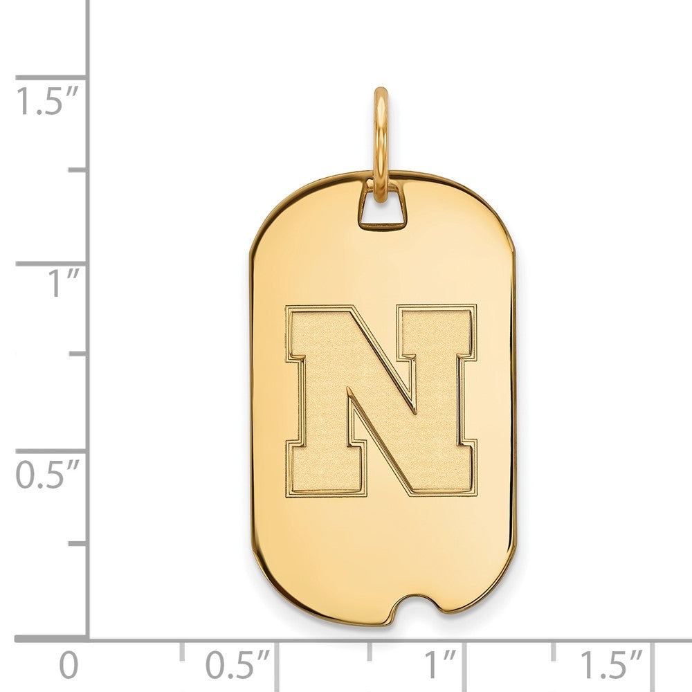 Gold Plated Sterling Silver Logoart University Of Nebraska Letter N Small Dog Tag Pendant
