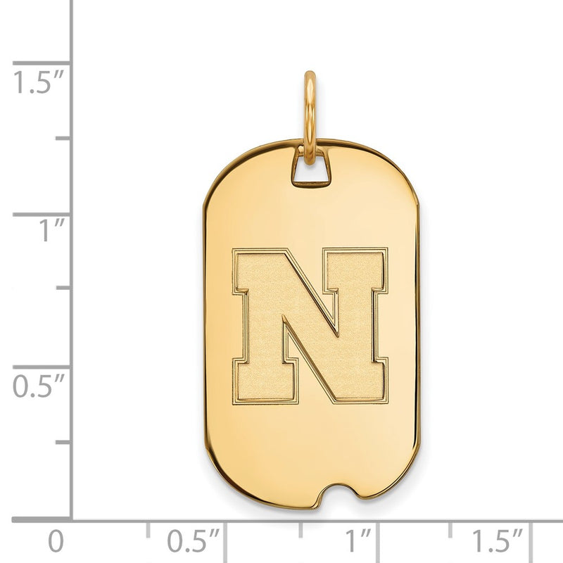 Gold Plated Sterling Silver Logoart University Of Nebraska Letter N Small Dog Tag Pendant