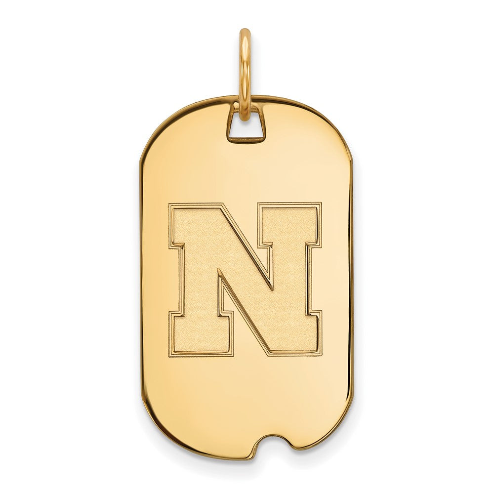 10K Yellow Gold Logoart University Of Nebraska Letter N Small Dog Tag Pendant