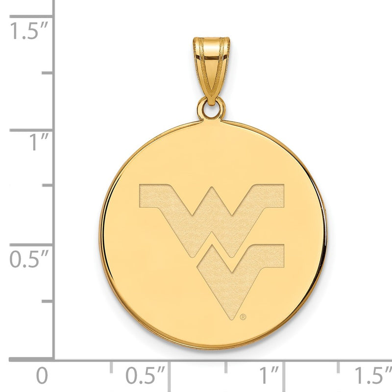 10K Yellow Gold Logoart West Virginia University W V Extra Large Disc Pendant