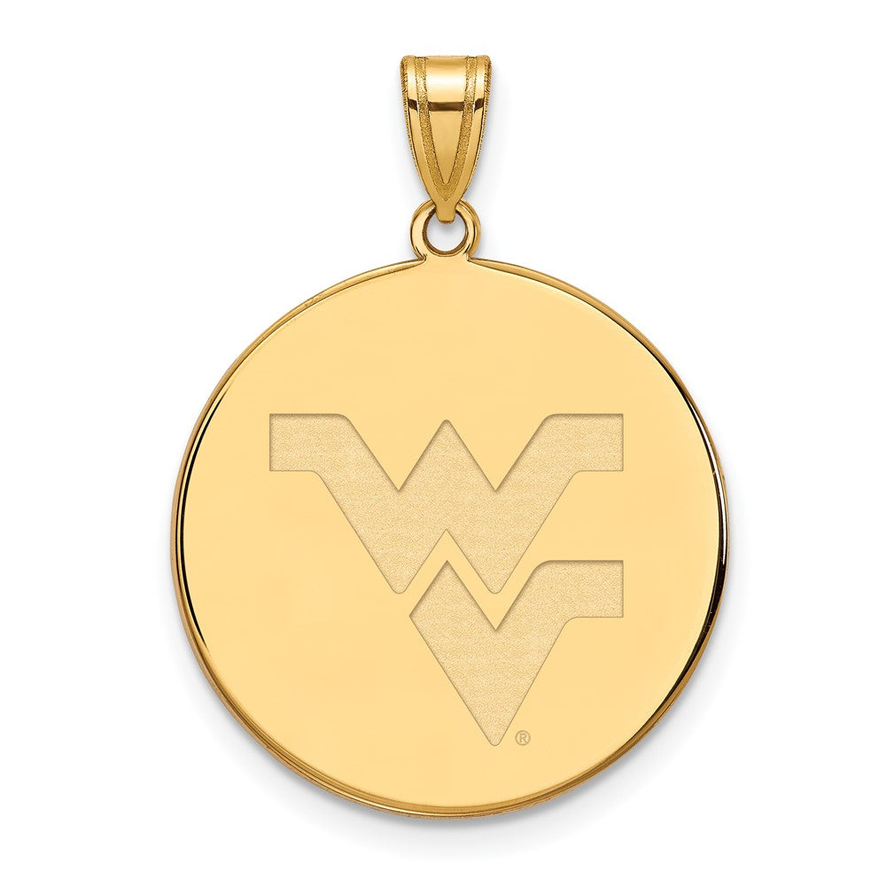 14K Yellow Gold Logoart West Virginia University W V Extra Large Disc Pendant