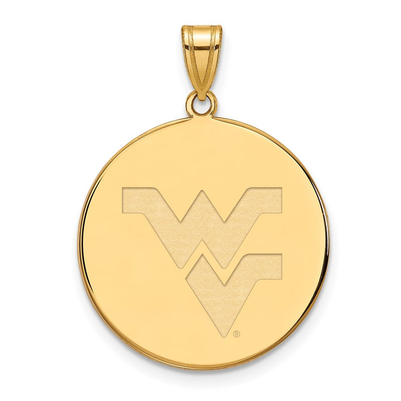 14K Yellow Gold Logoart West Virginia University W V Extra Large Disc Pendant