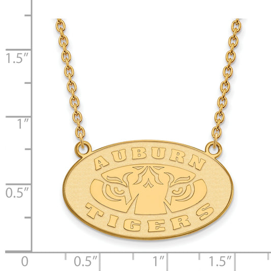 10K Yellow Gold Logoart Auburn Tigers Large Pendant 18 Inch Necklace