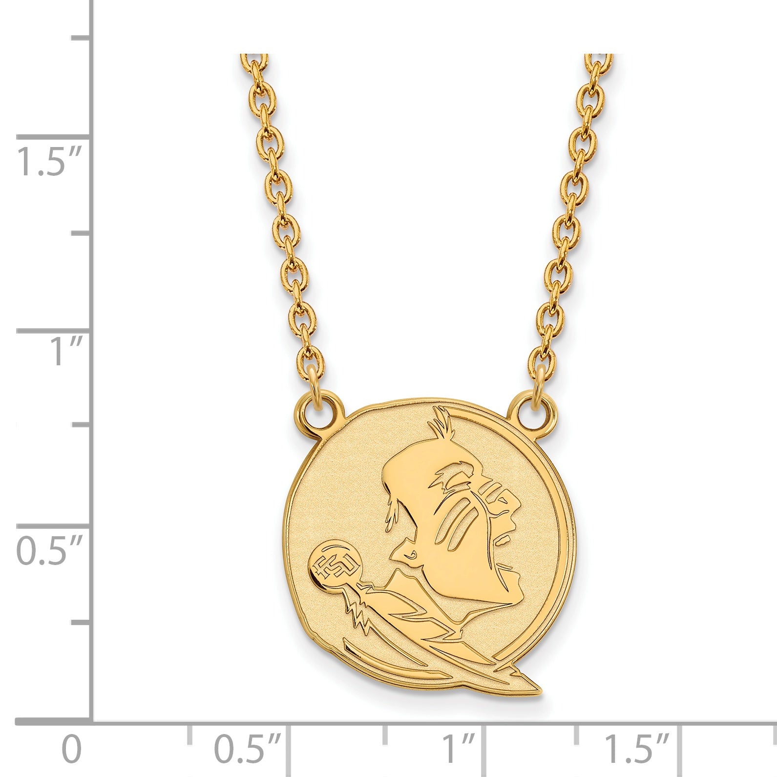 10K Yellow Gold Logoart Florida State University Seminole Large Pendant 18 Inch Necklace
