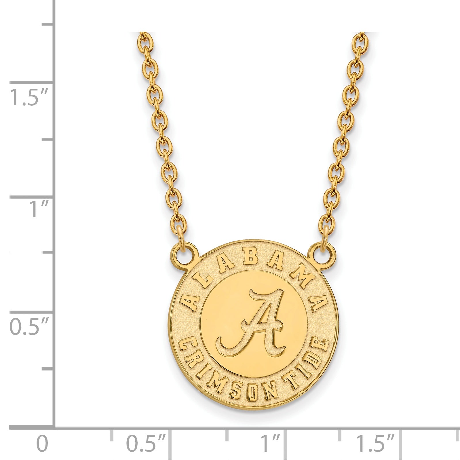 10K Yellow Gold Logoart University Of Alabama Crimson Tide Large Pendant 18 Inch Necklace