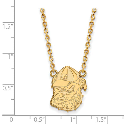 10K Yellow Gold Logoart University Of Georgia Bulldog Large Pendant 18 Inch Necklace