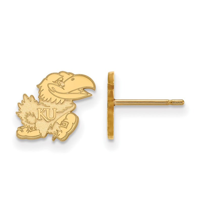 Gold Plated Sterling Silver Logoart University Of Kansas Jayhawk Extra Small Post Earrings