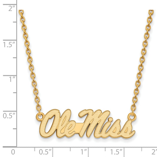 10K Yellow Gold Logoart University Of Mississippi Ole Miss Large Pendant 18 Inch Necklace