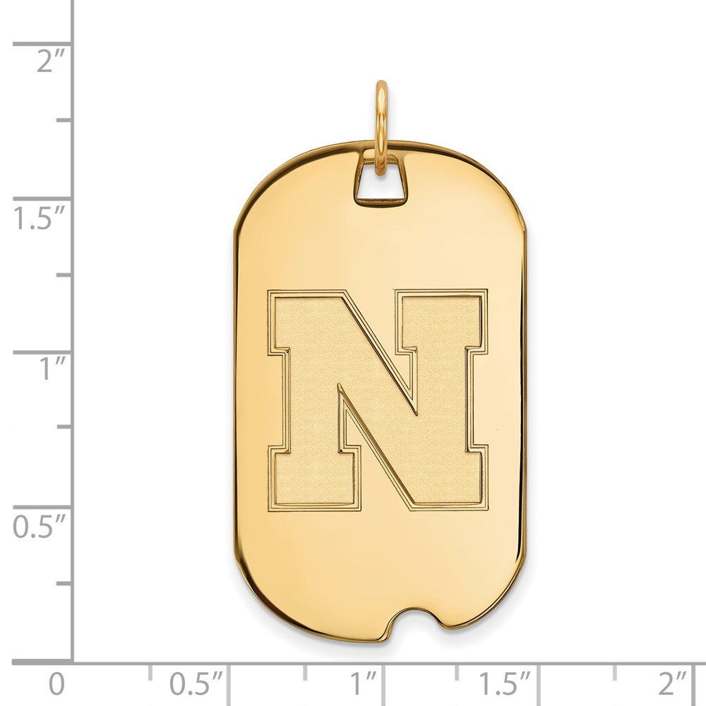 Gold Plated Sterling Silver Logoart University Of Nebraska Letter N Large Dog Tag Pendant