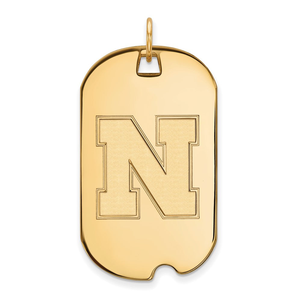Gold Plated Sterling Silver Logoart University Of Nebraska Letter N Large Dog Tag Pendant