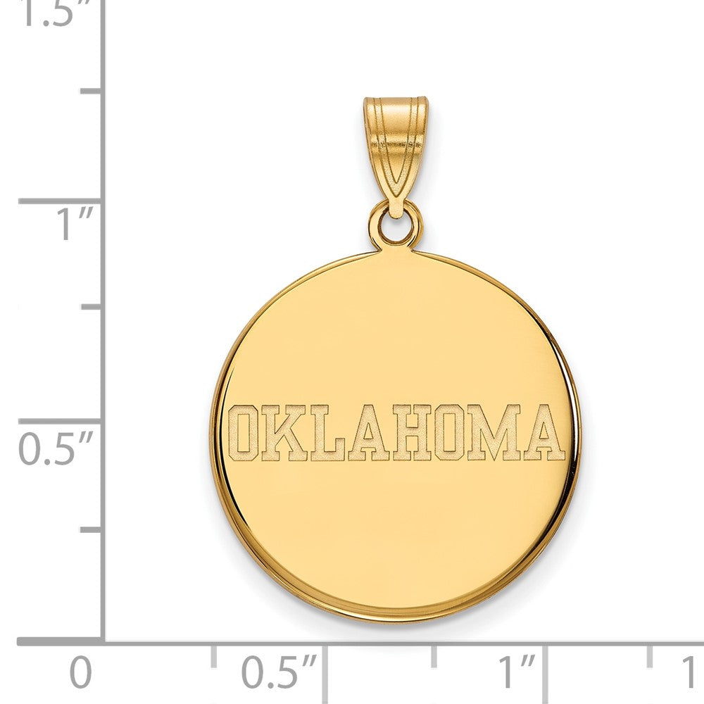 14K Yellow Gold Logoart University Of Oklahoma Large Disc Pendant