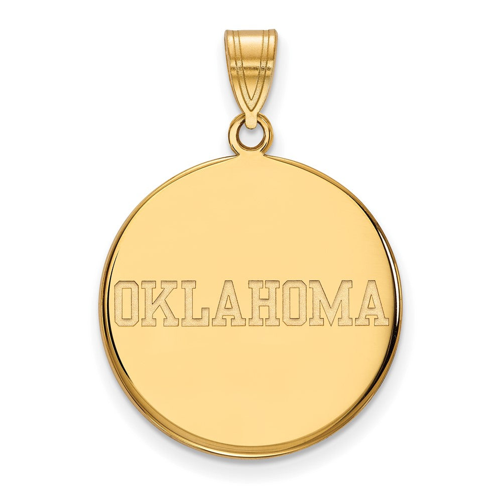 10K Yellow Gold Logoart University Of Oklahoma Large Disc Pendant