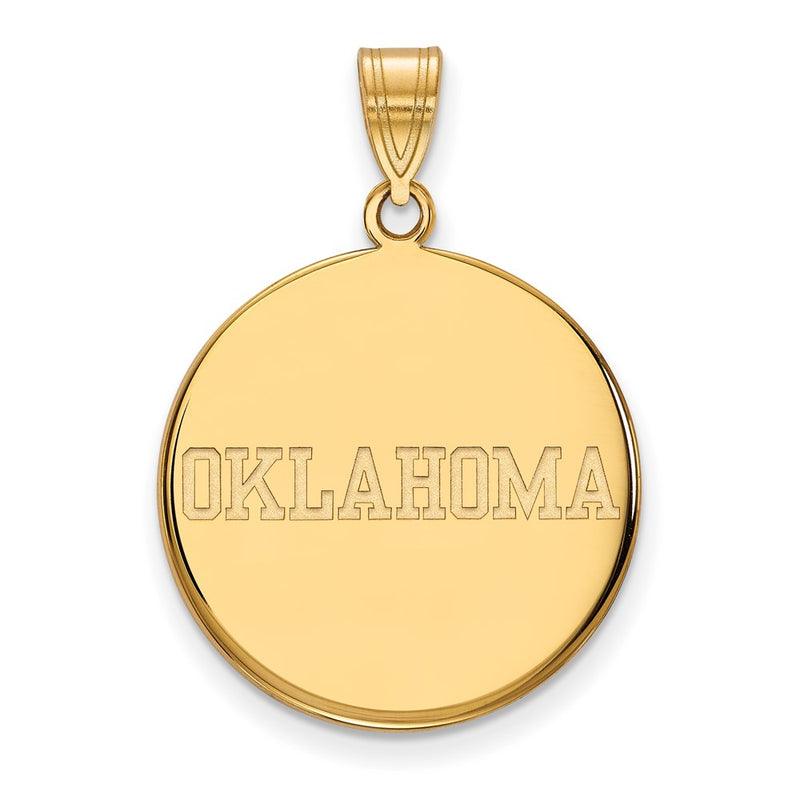 Gold Plated Sterling Silver Logoart University Of Oklahoma Large Disc Pendant
