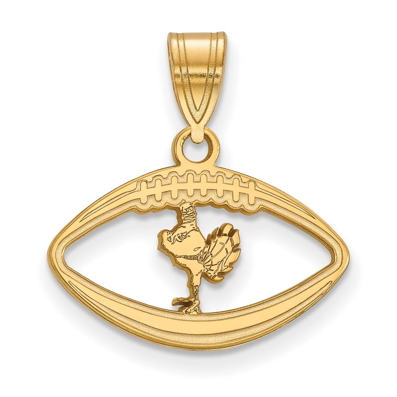 Gold Plated Sterling Silver Logoart Virginia Tech Hokiebird Football Pendant